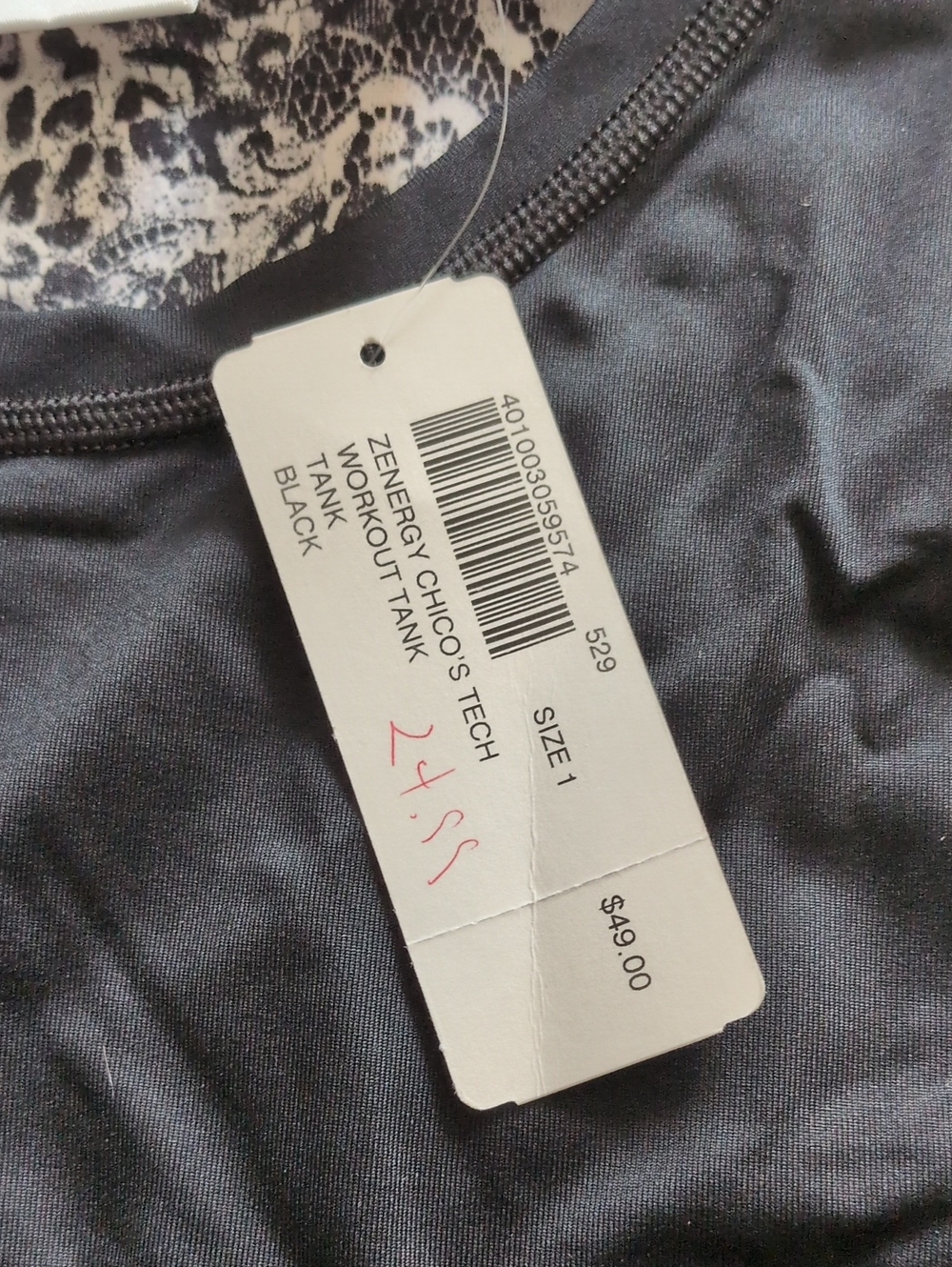 NWT Zenergy By Chico's Black Workout Tank Size 1 (Medium) - Picture 2 of 6